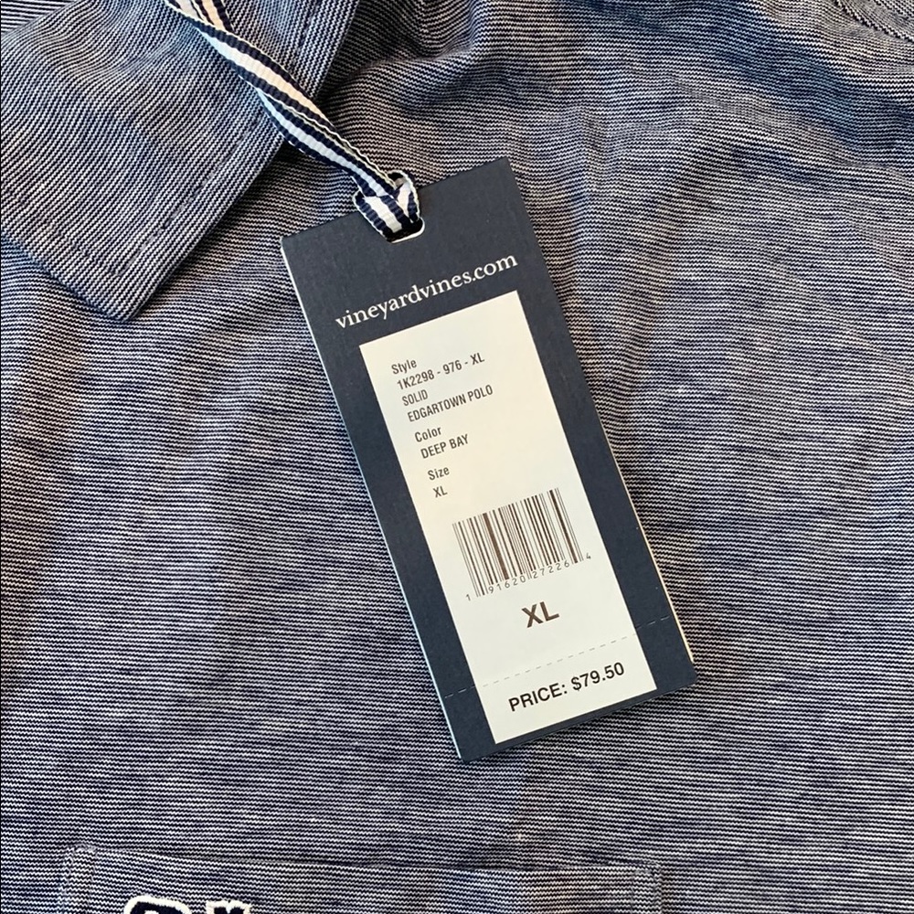 Vineyard Vines Blue Polo Shirt Mens Size Extra Large Blue Stripes - Picture 4 of 10